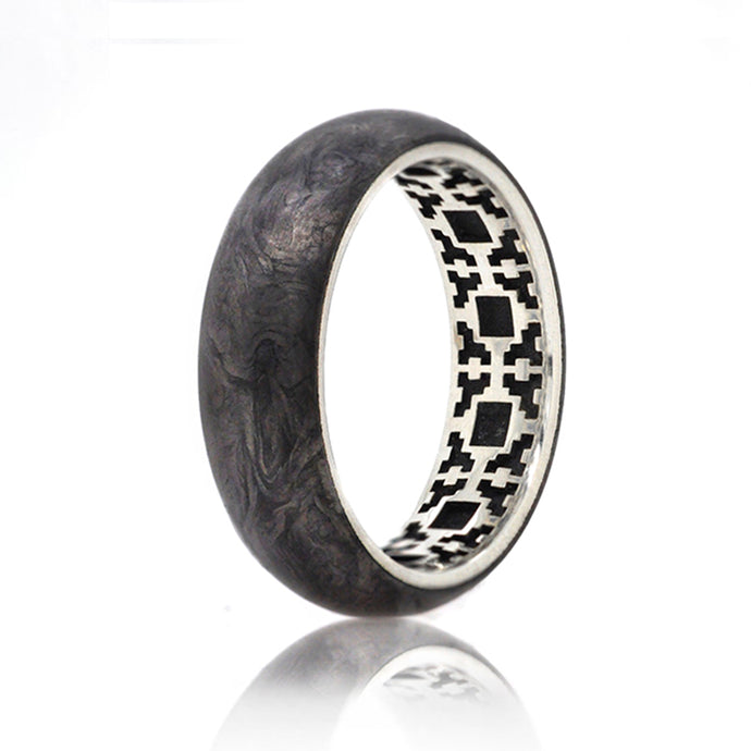 Forged Carbon Fractal Ring
