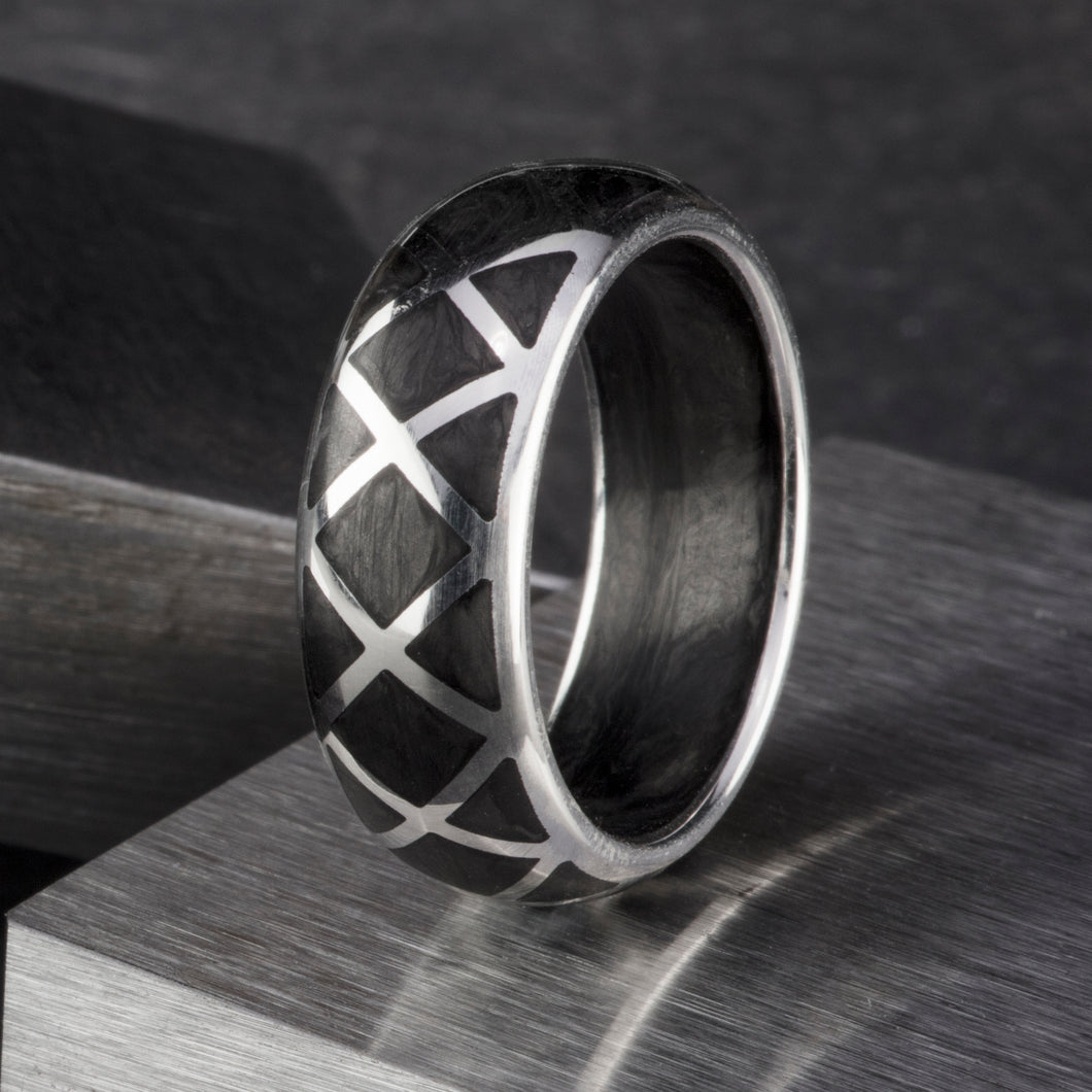 Gold Carbon Infused Cage Ring