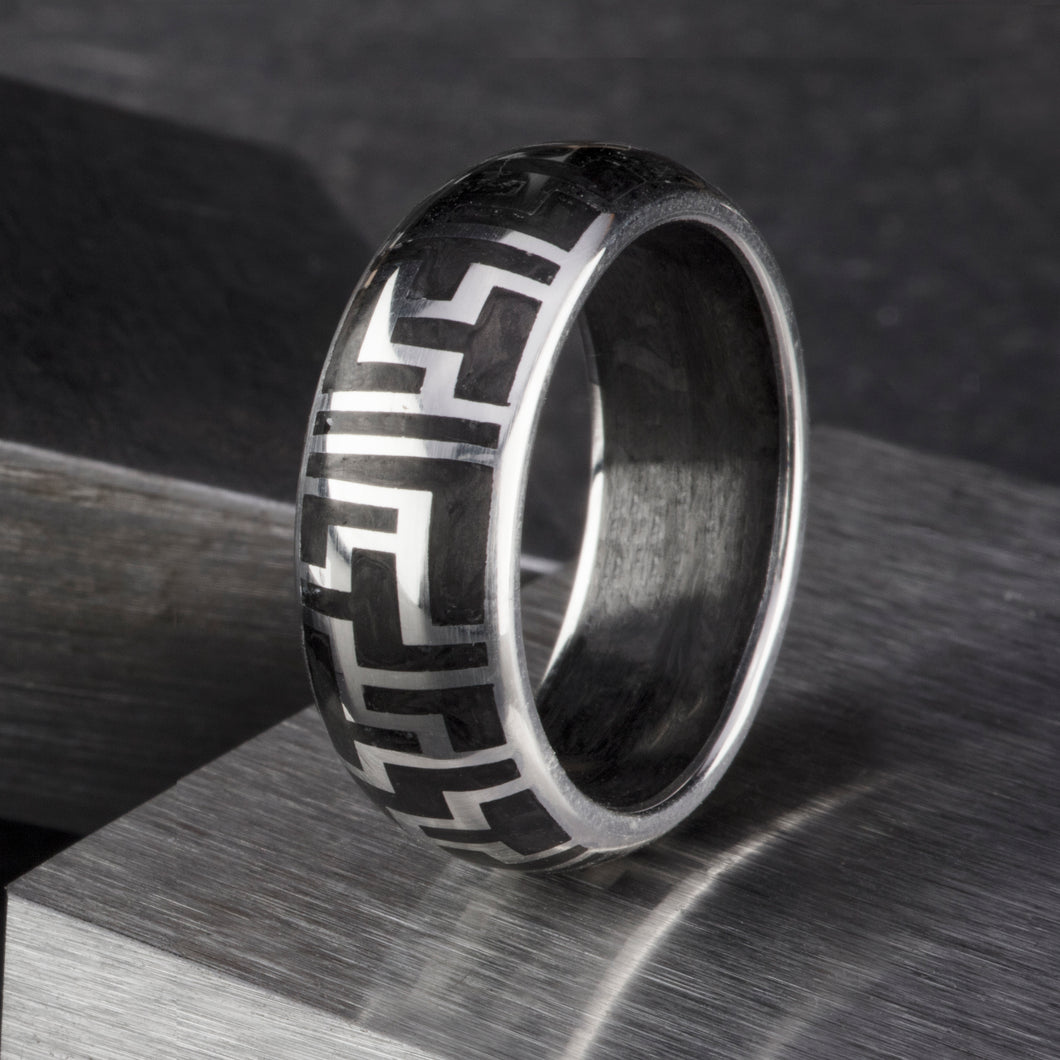 Gold Carbon Infused Labyrinth Ring