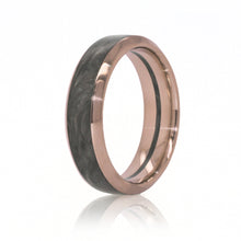 Load image into Gallery viewer, Forged Carbon and Rose Gold Channel Ring