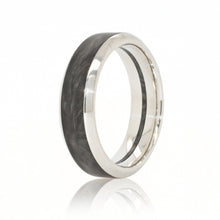 Load image into Gallery viewer, Forged Carbon and White Gold Channel Ring